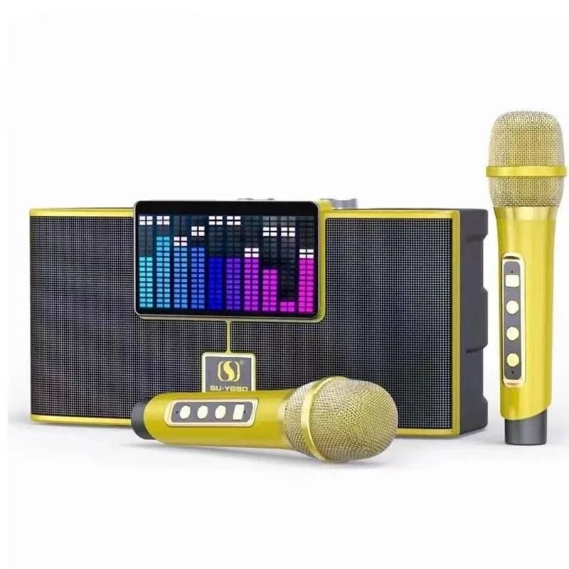 Loa karaoke mini  YS-208 kèm 2 micro không dây có đèn led