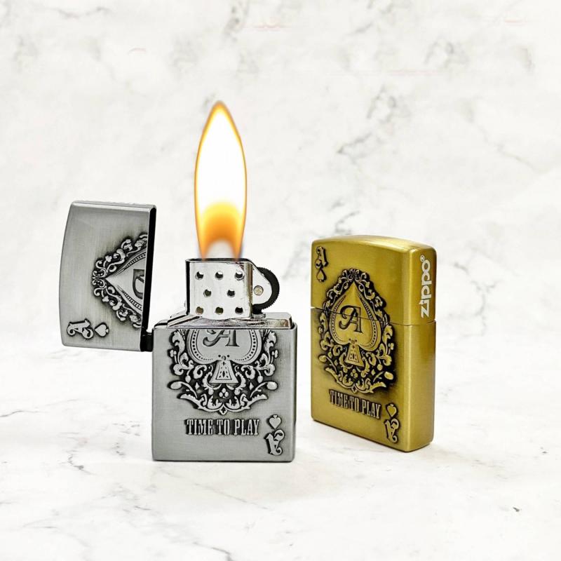 Bật lửa Zippo hình ách bích dùng gas có hộp