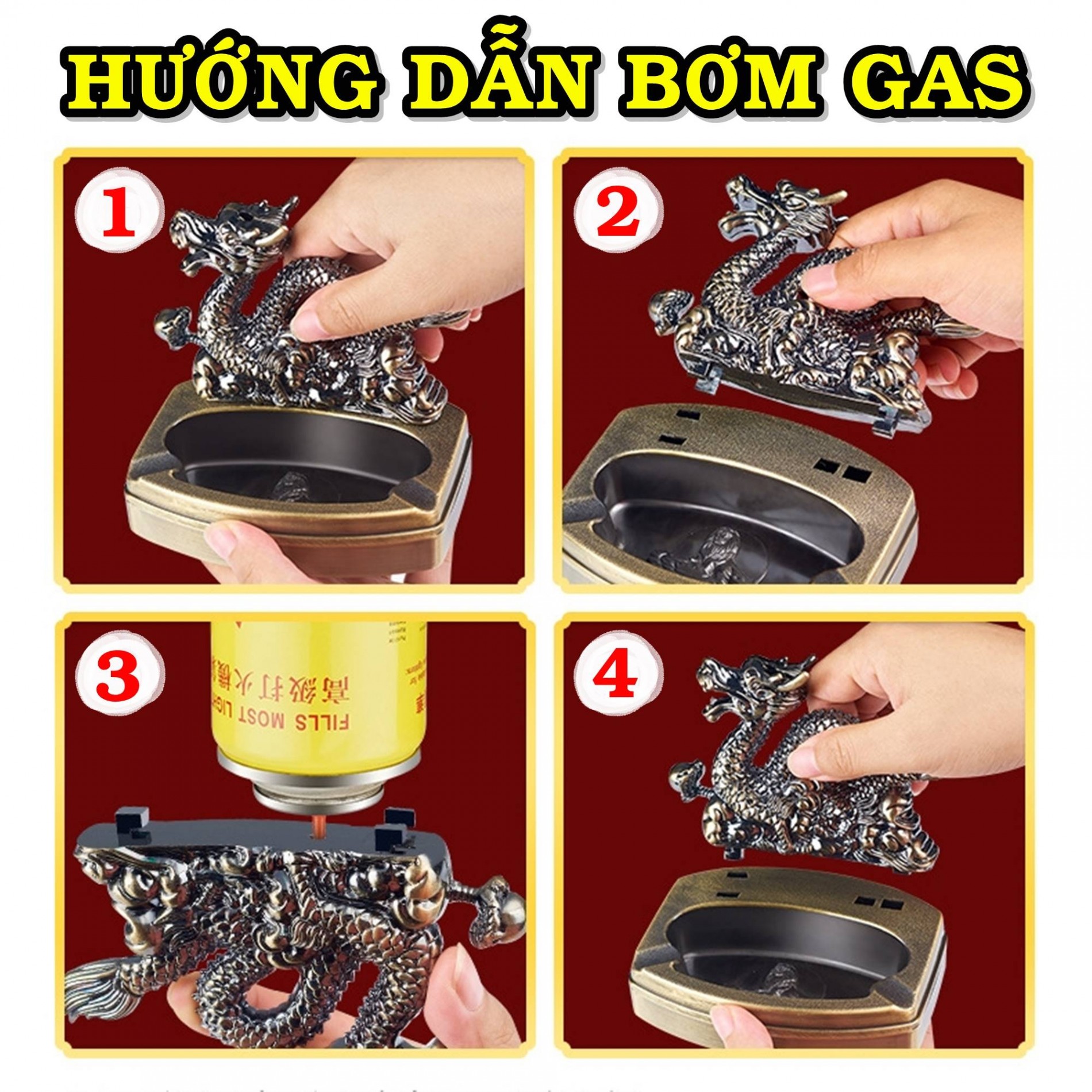 Bật lửa kiêm gạt tàn hình con hổ bật lửa để bàn xài gas