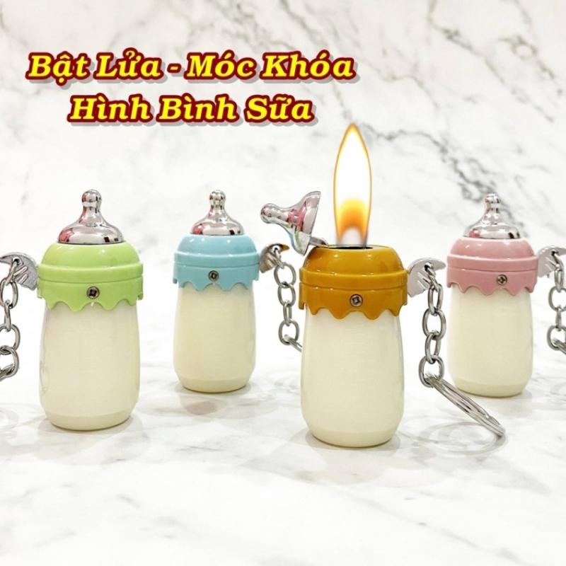 Bật lửa hình bình sữa xài gas có móc khóa