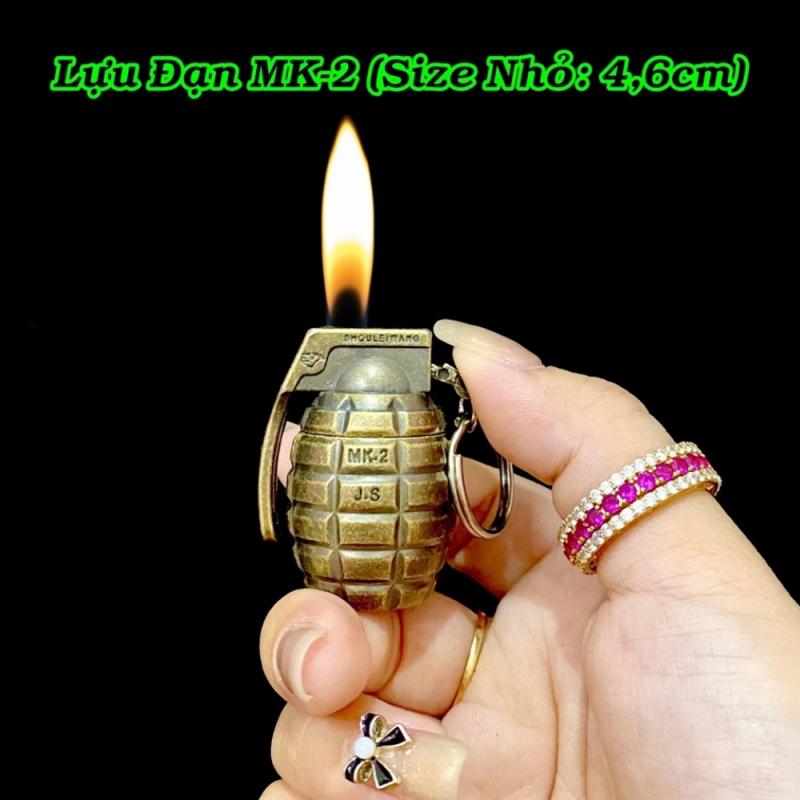 Bật lửa hình trái lựu đạn MK-2 kim loại dùng gas