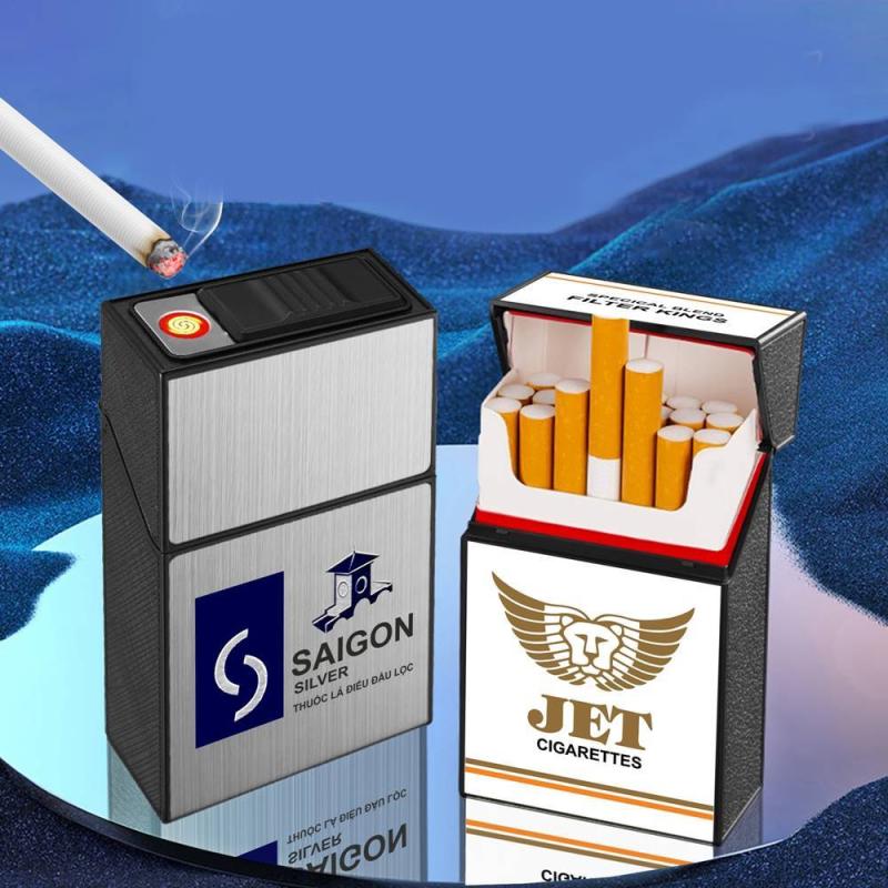 Bật lửa điện hình gói thuốc lá Sài Gòn bạc (để được 20 điếu thuốc)