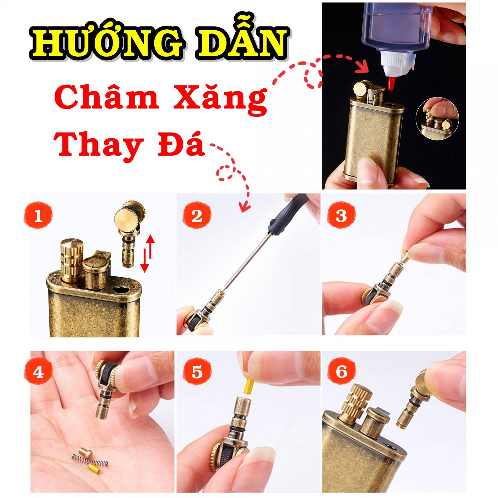 Bật lửa Flamidor xăng đá 2 chế độ đánh lửa (kim loại nguyên khối)